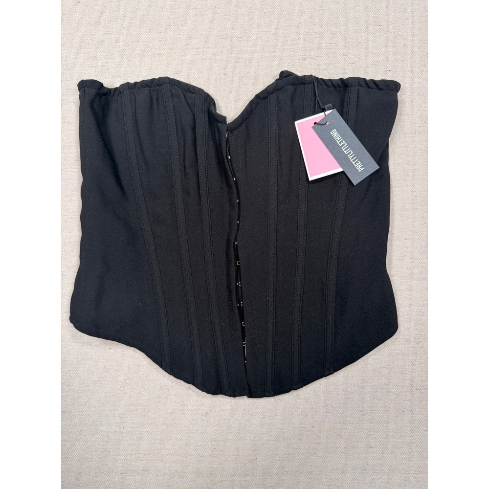 PrettyLittleThing Shape Black Lace Up Back Woven Corset Top Size 6 CNC8657/4/58